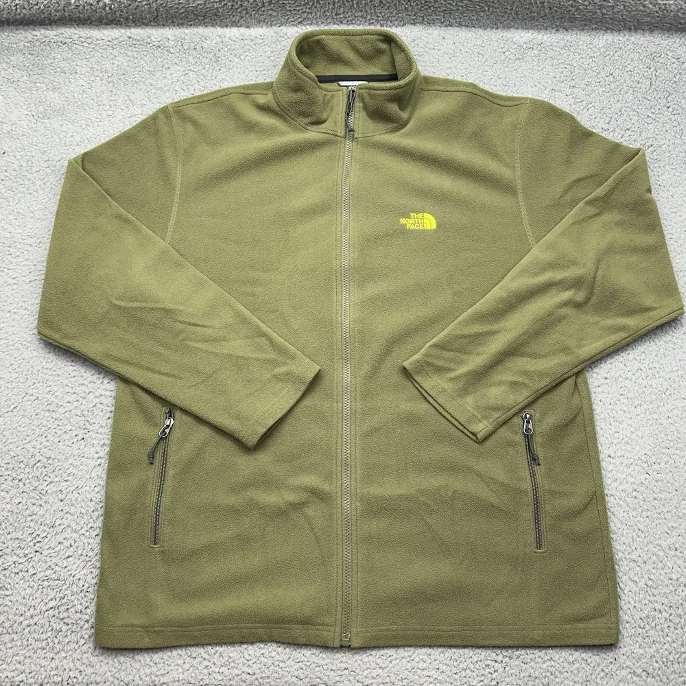 The North Face CF2Q Mens XL Sage Green Full Zip 100% Polyester Fleece Jacket F15